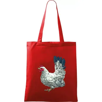 Slepice kreslená bílá - Taška bavlněná - 42 x 38 cm ( Červená )