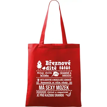 Narozeniny březen - Taška bavlněná - 42 x 38 cm ( Červená )