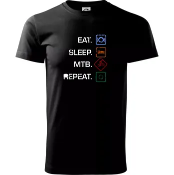 Pánské tričko Eat sleep MTB repeat - Triko extra velké (5-8XL) - 7XL ( Černá )