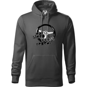 Pánská mikina Eat Sleep Boost repeat - Mikina pánská Cape s kapucí - 3XL ( Ocelově šedá )