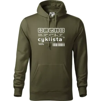 Pánská mikina Čárový kód - Cyklista - Mikina pánská Cape s kapucí - M ( Military )