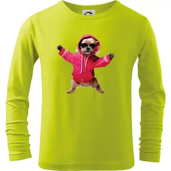 Dětská móda Yorkšír v mikině - Triko dětské Long Sleeve - 134 cm/8 let ( Limetková )