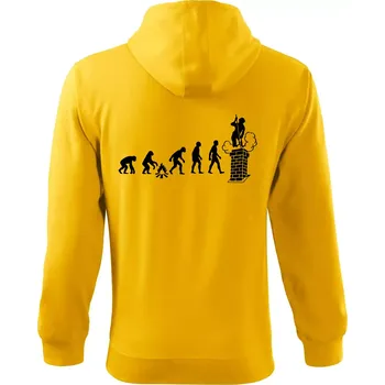 Pánská mikina Evoluce kominík - Mikina s kapucí na zip trendy zipper - 3XL ( Žlutá )