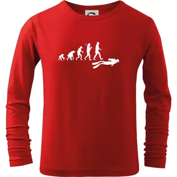 Chlapecké tričko Evoluce potápění - Triko dětské Long Sleeve - 122 cm/6 let ( Červená )