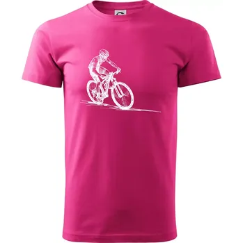 MTB kreslený cyklista - Klasické pánské triko vyšší gramáže - XS ( Purpurová )