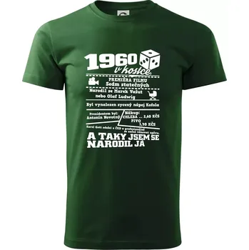 Pánské tričko 1960 v kostce - Triko extra velké (5-8XL) - 6XL ( Lahvově zelená )