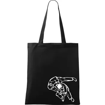 Nákupní taška Judo nápis + postavy - Taška bavlněná - 42 x 38 cm ( Černá )