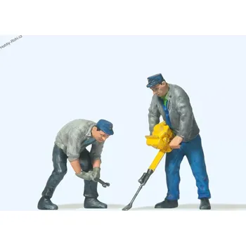 Modelová železnice Postavičky Traťováci s podbíječkou G - Preiser 45019 (Zahradní železnice)