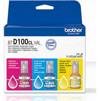 Počítačové příslušenství Brother originální ink BTD100CLVAL, CMY, 3x5000str.