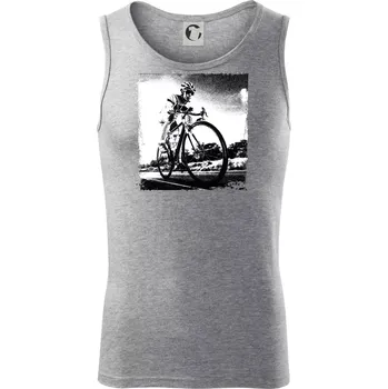 Cyklista černobílá cesta - Tílko pánské Core - XL ( Tmavě šedý melír )