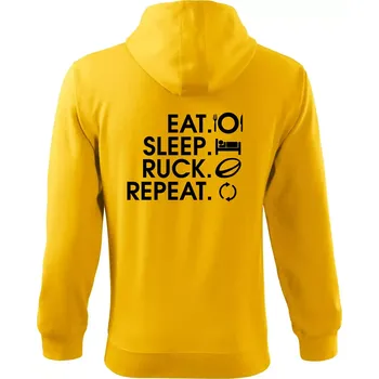Pánská mikina Eat sleep Rugby - Mikina s kapucí na zip trendy zipper - M ( Žlutá )
