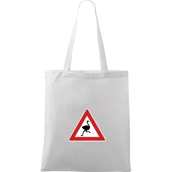 Dopravní značka - Pozor pštros - Taška bavlněná - 42 x 38 cm ( Bílá )