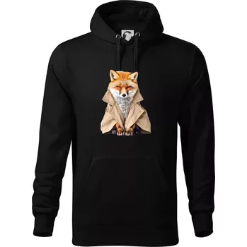 Pánská mikina Liška v kabátu - Mikina pánská Cape s kapucí - 4XL ( Černá )