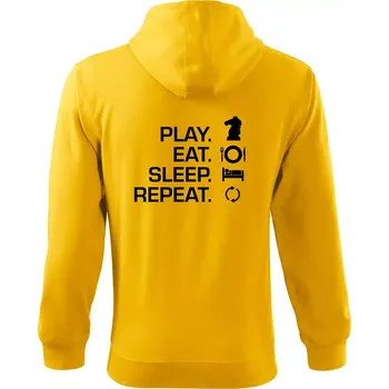 Pánská mikina Eat sleep play - šachy - Mikina s kapucí na zip trendy zipper - XL ( Žlutá )