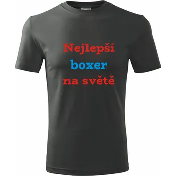 Grafitové tričko nejlepší boxer na světě - dárek pro boxera - barva antracit - velikost XL