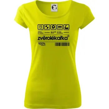 Dámské tričko Čárový kód zvěrolékařka - Dámské triko Pure - L ( Limetková )