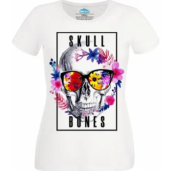 Dámské tričko Skull Bones Lebka a Kosti (Velikost: 4XL, Barva: Bílá)