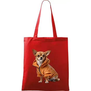 Čivava v bundě - Taška bavlněná - 42 x 38 cm ( Červená )