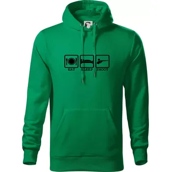 Pánská mikina Eat sleep shot - Mikina pánská Cape s kapucí - M ( Středně zelená )