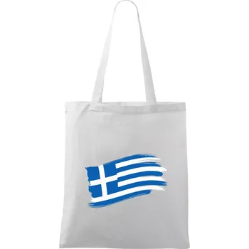 Nákupní taška Řecko vlajka - štětkou - Taška bavlněná - 42 x 38 cm ( Bílá )