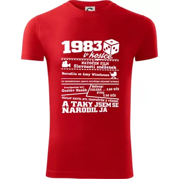 Pánské tričko 1983 v kostce - Viper FIT - Pánské zůžené tričko - S ( Červená )