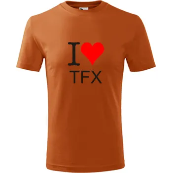 Oranžové dětské tričko I love TFX - barva oranžová - velikost 6let