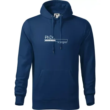 Pánská mikina In progress titul PhDr. doktor / doktorka filozofie - Mikina pánská Cape s kapucí - 3XL ( Půlnoční modrá )