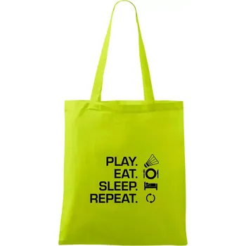 Play Eat Sleep Repeat badminton - Taška bavlněná - 42 x 38 cm ( Limetková )