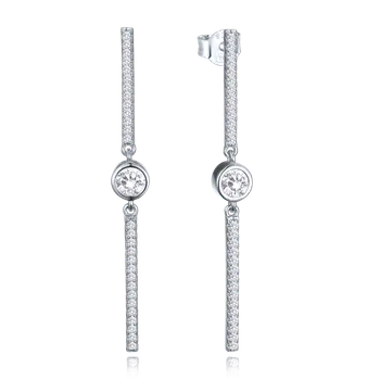 Souprava šperků MINET Elegantní stříbrné náušnice tyčky s bílými zirkony JMAS0304SE00
