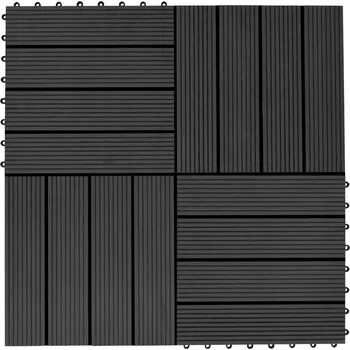Terasové prkno TERASOVÉ DLAŽDICE 11 KS WPC 30X30CM 1M² ČERNÉ