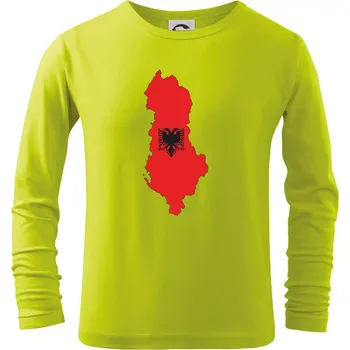Albánie mapa a znak - Triko dětské Long Sleeve - 134 cm/8 let ( Limetková )