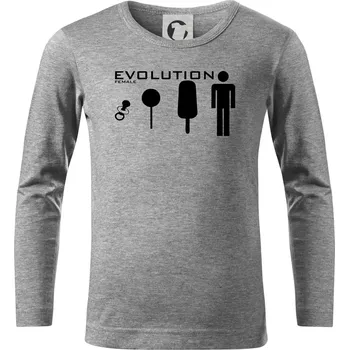 Chlapecké tričko Evoluce ženy - Triko dětské Long Sleeve - 134 cm/8 let ( Tmavě šedý melír )