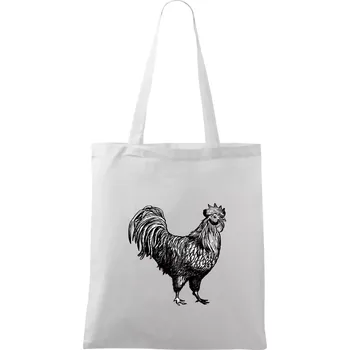 Nákupní taška Kohout kreslený černobílý - Taška bavlněná - 42 x 38 cm ( Bílá )