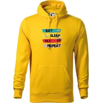 Pánská mikina Eat Sleep Fly Repeat Paragliding - Mikina pánská Cape s kapucí - 5XL ( Žlutá )