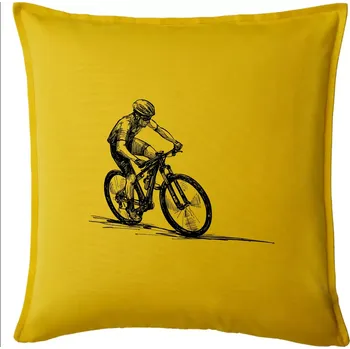 Polštář MTB kreslený cyklista - Polštář 50x50 - 50x50 - Pouze potah ( Žlutá )
