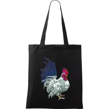 Nákupní taška Kohout kreslený bílý - Taška bavlněná - 42 x 38 cm ( Černá )