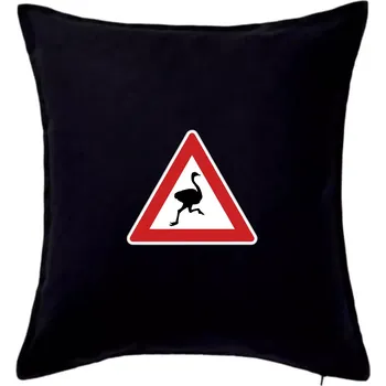 Polštář Dopravní značka - Pozor pštros - Polštář 50x50 - 50x50 - Pouze potah ( Černá )