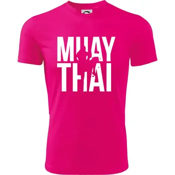 Nápis Muay Thai - Dětské triko sportovní (dresovina) - 146 cm/10 let ( Neon Pink )