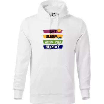 Pánská mikina Eat sleep watter polo barevné - Mikina pánská Cape s kapucí - 5XL ( Bílá )