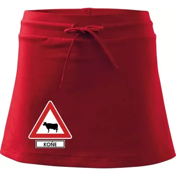 Dámská sukně Dopravní značka - Pozor koně / kráva - Sportovní sukně - two in one - XS ( Červená )