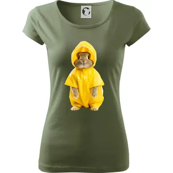 Dámské tričko Králík v pláštěnce - Dámské triko Pure - S ( Khaki )