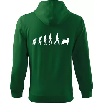 Pánská mikina Evoluce pes Briard - Mikina s kapucí na zip trendy zipper - L ( Lahvově zelená )
