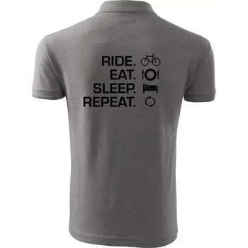 Pánská košile Ride Eat Sleep Repeat kolo - Polokošile pánská Pique Polo 203 - 3XL ( Tmavě šedý melír )