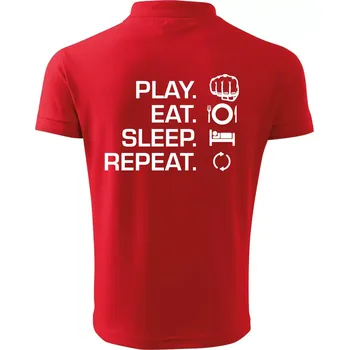 Pánská košile MMA eat sleep repeat - Polokošile pánská Pique Polo 203 - 3XL ( Červená )