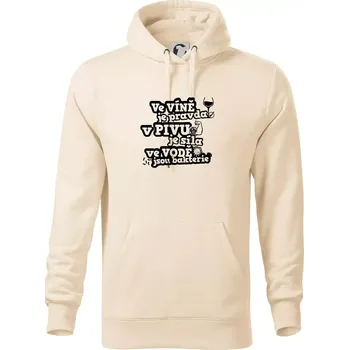 Pánská mikina Ve víně je pravda, v pivu síla, ve vodě bakterie - Mikina pánská Cape s kapucí - 4XL ( Mandlová )