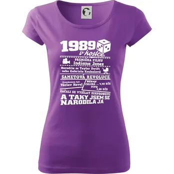 Dámské tričko 1989 v kostce - Dámské triko Pure - 2XL ( Fialová )