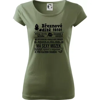 Dámské oblečení Narozeniny březen - Dámské triko Pure - 3XL ( Khaki )