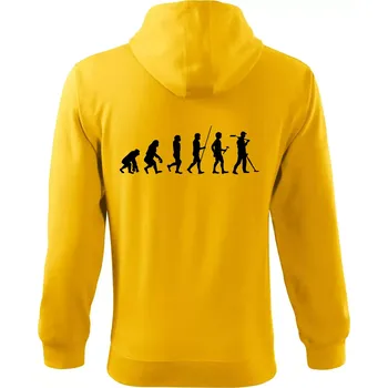 Pánská mikina Evoluce detektor - Mikina s kapucí na zip trendy zipper - S ( Žlutá )