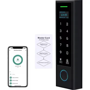 WiFi Zámek s Kódem TUYA s Displejem, RFID 13,56MHz, Otisk Prstu, IP66
