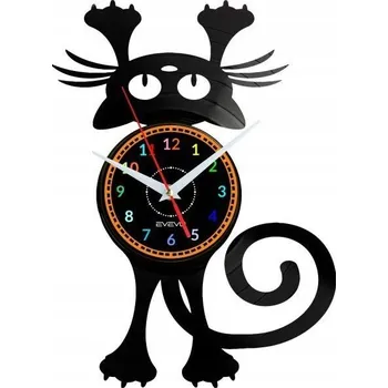 Hodiny KOČKA HODINY NÁSTĚNNÉ DEKORATIVNÍ MODERNÍ VINYLOVÁ DESKA VINYL EV